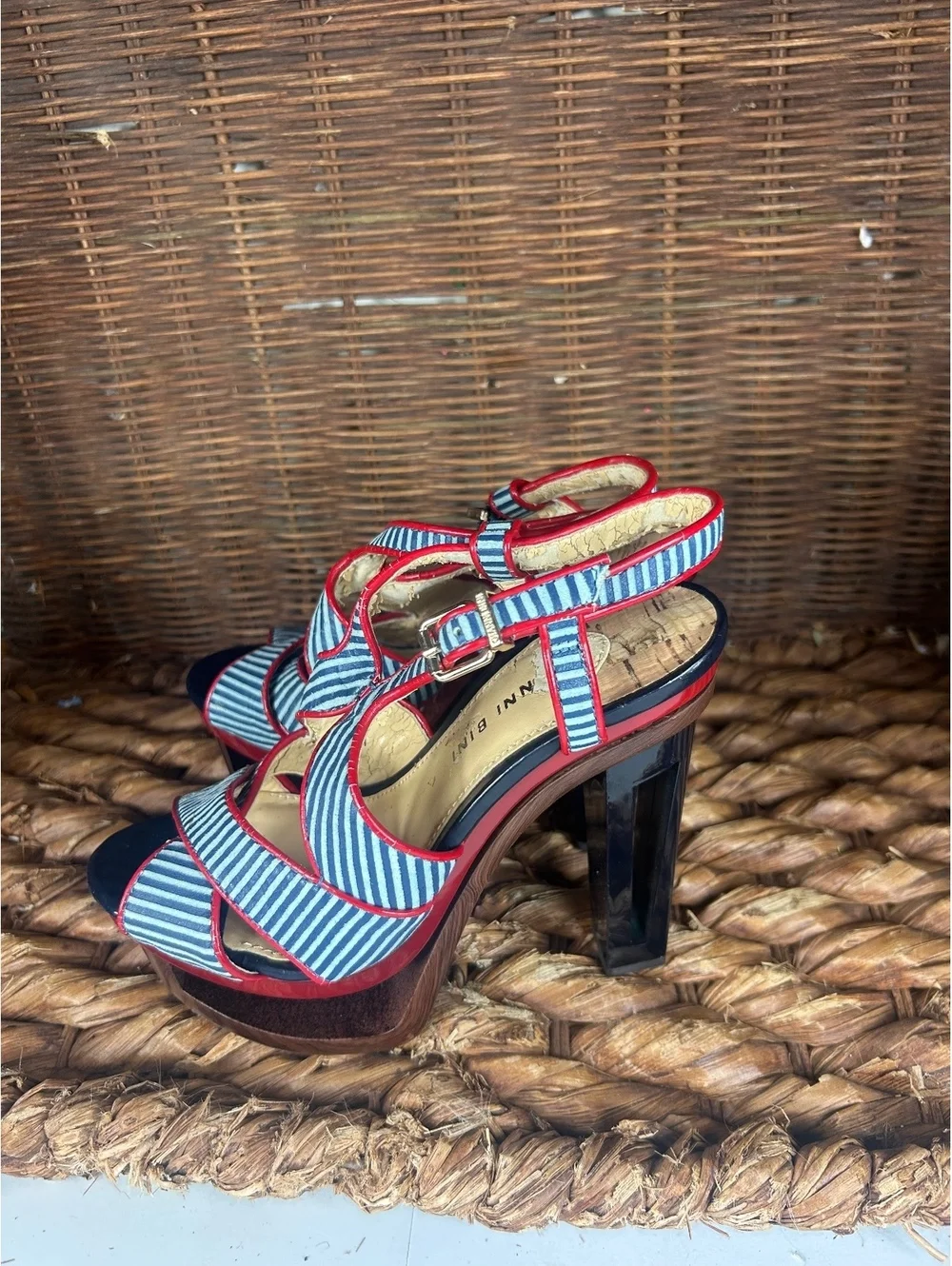 Giani Striped platform high heel sandals